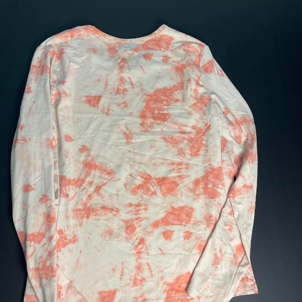Coral pink and crème Hang Ten kids long sleeve vintage swim shirt UPF50